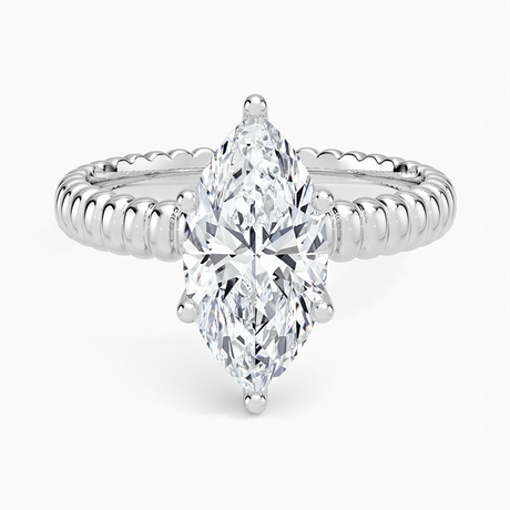 18K White Gold Petra Textured Solitaire Ring
