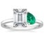 18K White Gold Viridian Toi et Moi Diamond Ring, smalltop view
