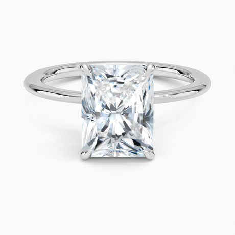 18K White Gold Petite Secret Halo Diamond Ring