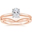 14K Rose Gold Four-Prong Petite Comfort Fit Ring with Chevron Ring