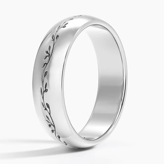 Verdure Engraved 5mm Ring in Platinum