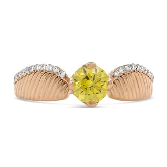 Custom Golden Wing Sapphire and Diamond Ring