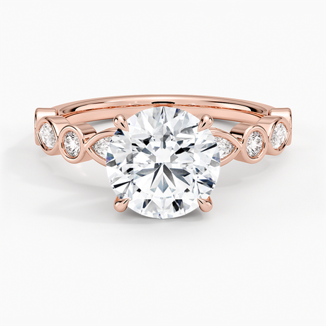 14K Rose Gold Versailles Bezel Diamond Ring