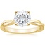 18K Yellow Gold Twisted Vine Solitaire Ring, smalltop view