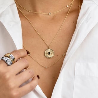 Star Black Diamond Medallion Necklace