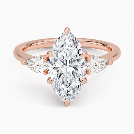 14K Rose Gold Opera Three Stone Diamond Ring