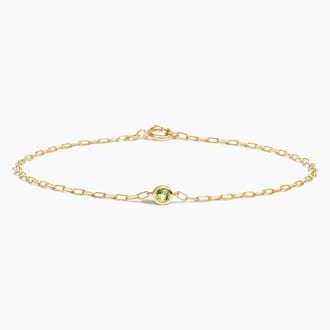 6.5 in. Peridot Bezel Paperclip Chain Bracelet