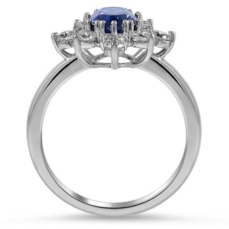 Custom Vintage Reproduction Sapphire and Diamond Halo Ring