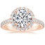 14K Rose Gold Sienna Halo Half Coverage Diamond Ring, smalltop view