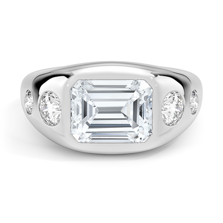 Platinum Sloane Flush Set Five Stone Diamond Dome Ring