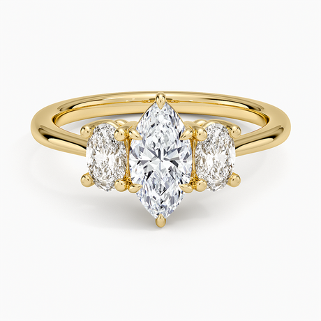 18K Yellow Gold Oval-Cut Three Stone Diamond Ring (1/2 ct. tw.)