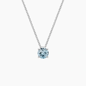 Floating Solitaire Aquamarine Pendant