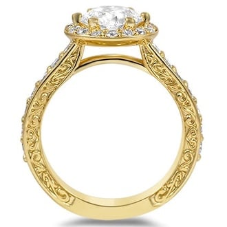 Custom Luxe Halo Ring with Scrollwork