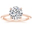14K Rose Gold Petite Secret Halo Diamond Ring, smalltop view