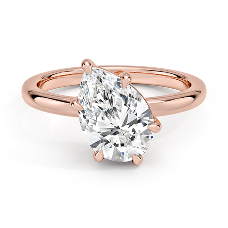 14K Rose Gold Angled Solitaire Diamond Ring