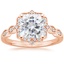 14K Rose Gold Cadenza Halo Diamond Ring, smalltop view