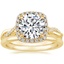 18K Yellow Gold Petite Twisted Vine Halo Diamond Ring (1/4 ct. tw.) with Petite Comfort Fit Wedding Ring