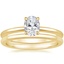 18K Yellow Gold Secret Halo Diamond Ring with Petite Comfort Fit Wedding Ring