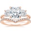 14K Rose Gold Luxe Selene Three Stone Diamond Ring (2/3 ct. tw.) with Flair Diamond Ring (1/6 ct. tw.)