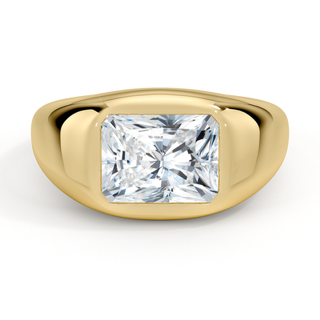 Flush Set Solitaire Diamond Dome Ring