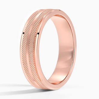 Maverick with Grooves 5.5mm Wedding Ring in 14K Rose Gold
