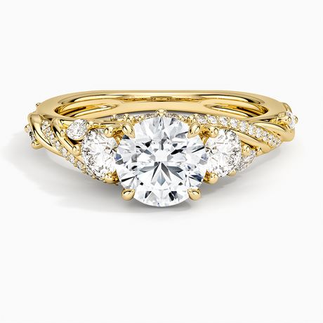 Begonia Vine Three Stone Diamond Ring