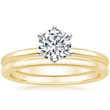 18K Yellow Gold Six-Prong Petite Comfort Fit Bridal Set