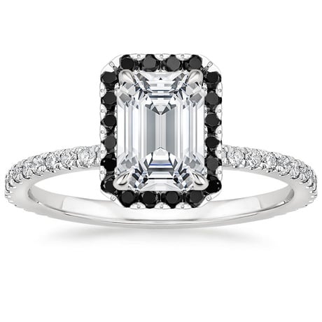 18K White Gold Waverly Diamond Ring with Black Diamond Accents with Luxe Ballad Diamond Ring