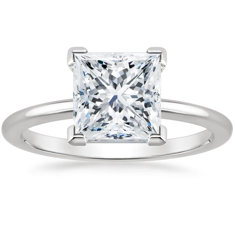 18K White Gold Four-Prong Petite Comfort Fit Ring with Whisper Eternity Diamond Ring