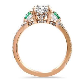 Custom Surprise Gallery Diamond Ring with Emerald Accents