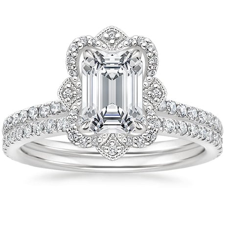 Platinum Reina Diamond Ring with Luxe Ballad Diamond Ring (1/4 ct. tw.)