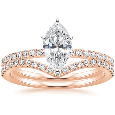14K Rose Gold Ballad Diamond Ring (1/8 ct. tw.) with Flair Diamond Ring (1/6 ct. tw.)