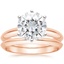 14KR Moissanite Six-Prong Classic Bridal Set, smalltop view