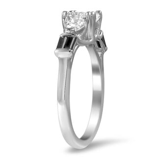 Custom Trillion Trellis Black Diamond Ring