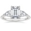 14K White Gold Luxe Opera Three Stone Diamond Ring, smalltop view