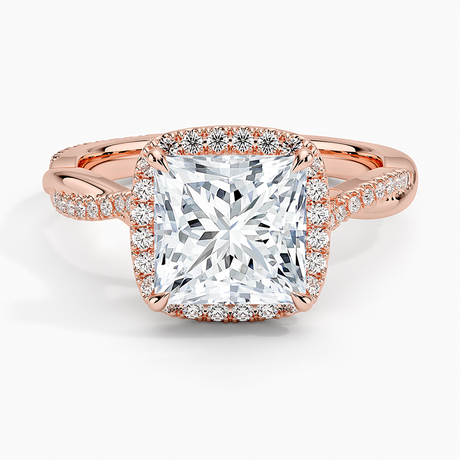 14K Rose Gold Petite Twisted Vine Halo Diamond Ring (1/4 ct. tw.)