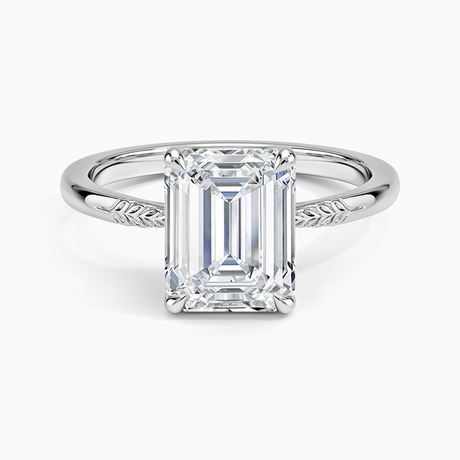 18K White Gold Laurel Engraved Ring