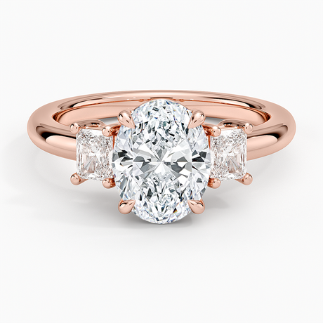 14K Rose Gold Helena Radiant-Cut Three Stone Diamond Ring (3/8 ct. tw.)