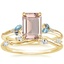 18K Yellow Gold Camellia Indigo Milgrain Ring with Winding Willow Diamond Ring