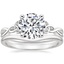 18K White Gold Entwined Celtic Love Knot Ring with Petite Curved Wedding Ring