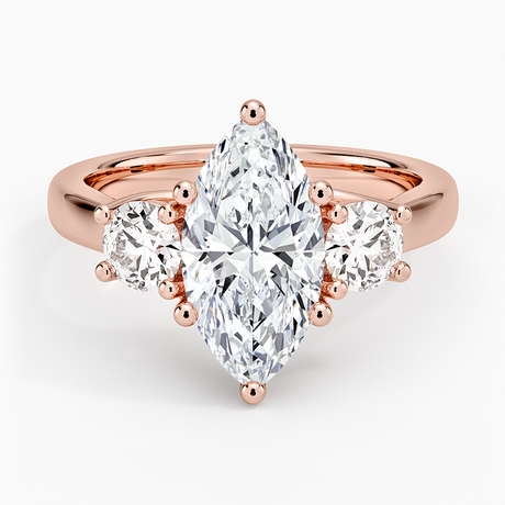 14K Rose Gold Petite Three Stone Trellis Diamond Ring (1/3 ct. tw.)