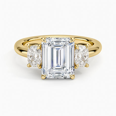 Faye Elongated Cushion Three Stone Diamond Ring