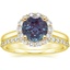 18K Yellow Gold Lotus Flower Diamond Ring (1/3 ct. tw.) with Petite Shared Prong Diamond Ring (1/4 ct. tw.)