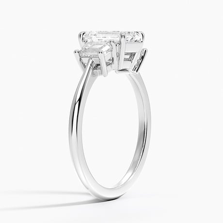 Embrace Three Stone Trapezoid Diamond Ring