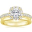 18K Yellow Gold Luxe Sienna Halo Diamond Ring (3/4 ct. tw.) with 2mm Comfort Fit Wedding Ring