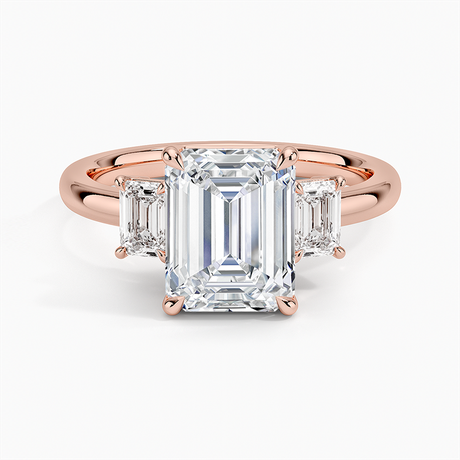 14K Rose Gold Rhiannon Emerald Cut Three Stone Diamond Ring (1/2 ct. tw.)