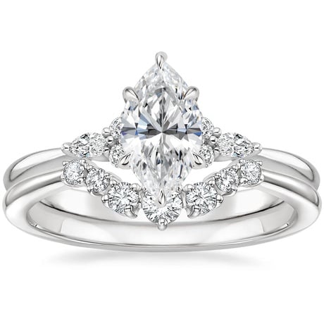18K White Gold Nadia Diamond Ring with Aria Contoured Diamond Ring