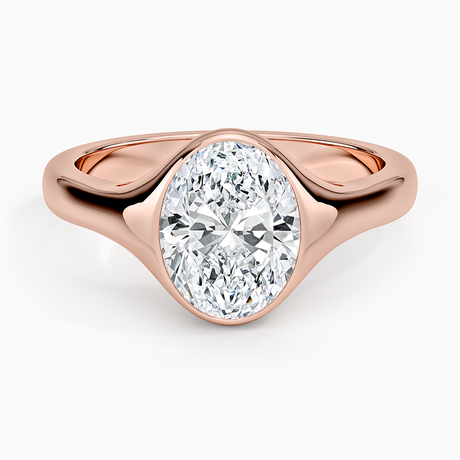 14K Rose Gold Bezel Solitaire Signet Ring