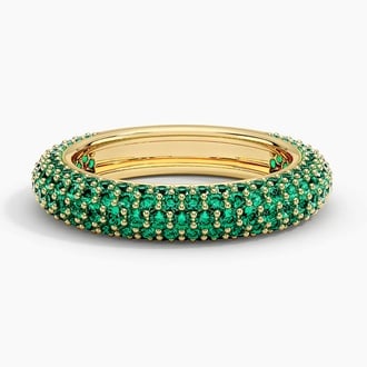Chunky Dome Pavé Lab Emerald Eternity Stacking Ring