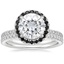 18KW Moissanite Waverly Diamond Ring with Black Diamond Accents with Luxe Ballad Diamond Ring, smalltop view